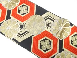 アンティーク　亀甲に菊模様織り出し袋帯（材料）